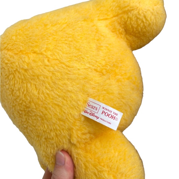 DISNEY Vintage Sears Winnie the Pooh Plush Stuffed Animal 11" Yellow/Red Cute - Picture 8 of 8